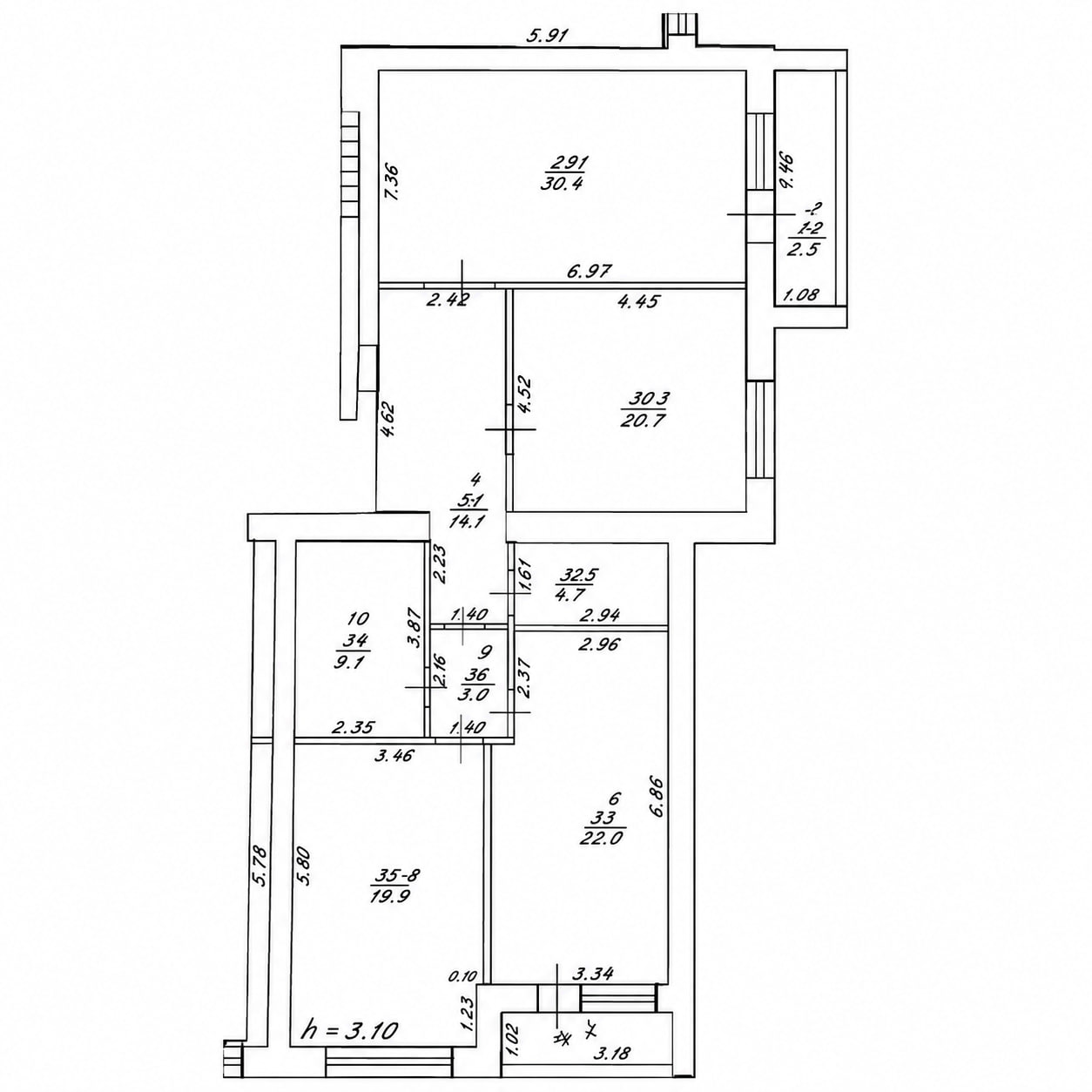 Планировка квартиры 127,4 м²